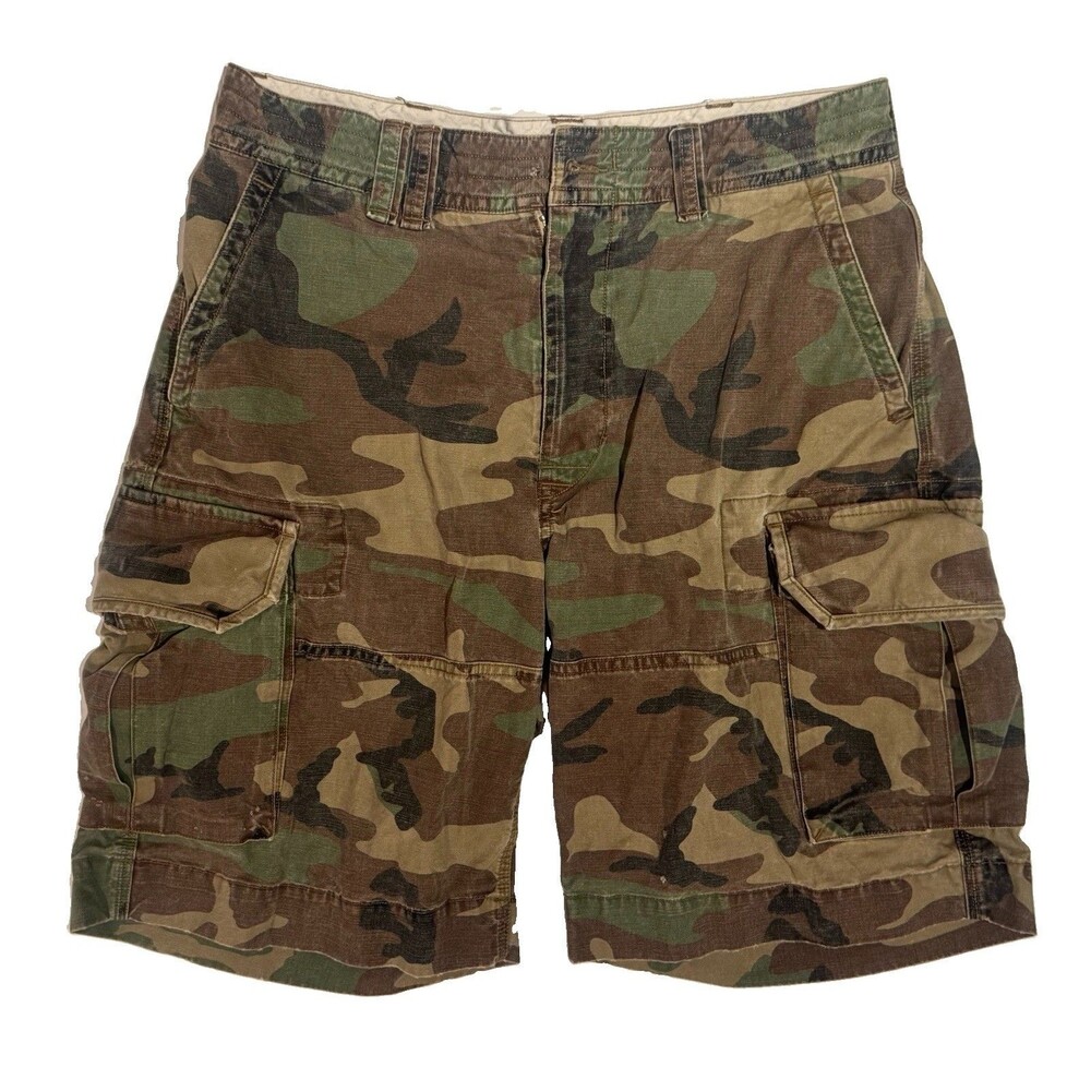 VTG Polo Ralph Lauren Gellar Relaxed Camouflage Cargo Shorts Skater Hip-Hop 34